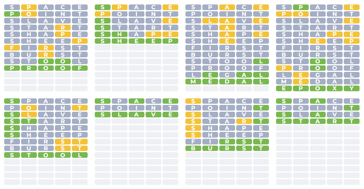 Try to guess all 8 words